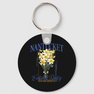 Frauen bekommen verrückte Nantucket-Daffodil-Blume Schlüsselanhänger