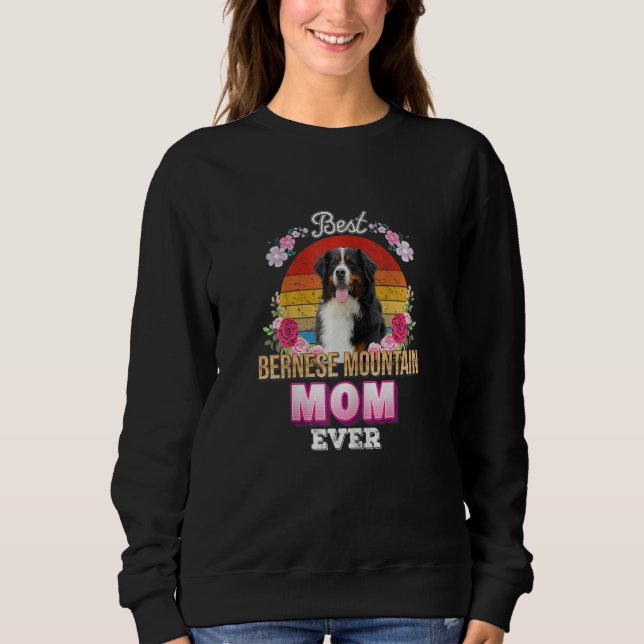 Frauen Beste Hunde Mama je Bernese Gebirgsflora R Sweatshirt (Vorderseite)