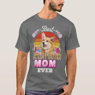 Frauen Beste Mama für Welsh Corgi Floral Retro  T-Shirt