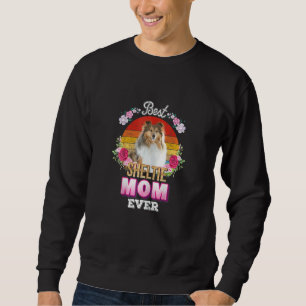 Frauen Beste Mama Hunde je Sheltie Floral Retro Mo Sweatshirt