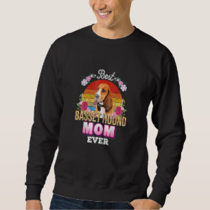 Frauen Beste Mama je Basset Hound Floral Retro Sweatshirt