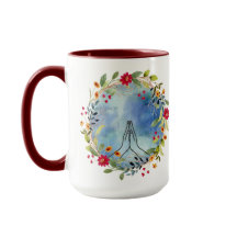 Frauen beten Hand Kaffee Tasse