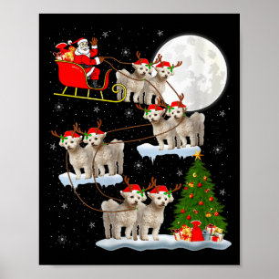 Frauen Bichon Frise Hund Weihnachtsmann Schlitten  Poster