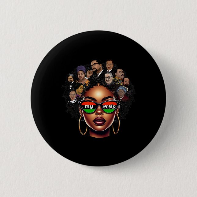 Frauen Black Queen Pride Afro Girl Bhm Black Histo Button (Vorderseite)