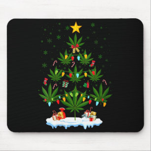 Frauen Blatt Weihnachtsbaum Weed Kiffer Xmas V-Aus Mousepad