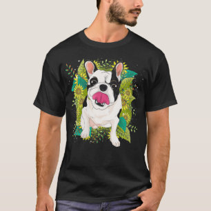 Frauen Blume Frenchie Hund Sonnenblumen Süße Tier T-Shirt