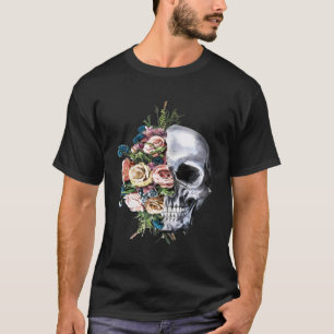 Frauen Blume Skull T - Shirt Zucker Rose für Männe
