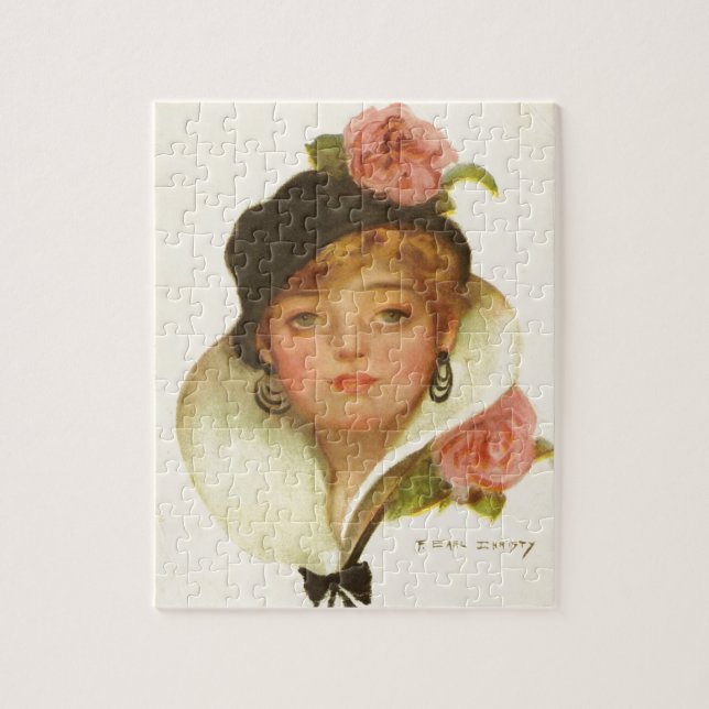 Frauen-Blumen-nobles Vintages Puzzle (Vertikal)
