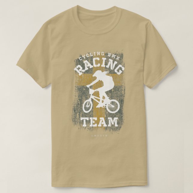 Frauen BMX Bike Schweden Flaggen Radrennen T-Shirt (Design vorne)