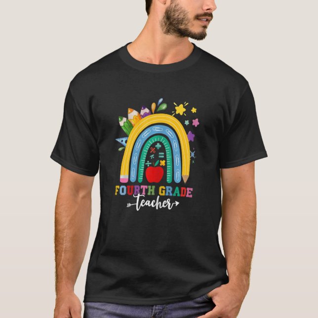 Frauen Boho Rainbow Viertklässlerin zurück in S T-Shirt (Vorderseite)