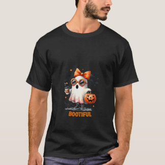 Frauen Boo Jee Ghost Drink Kaffee Coquette Bow T-Shirt