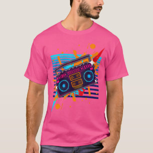 Frauen Boombox Radio Alte Schule Hip Hop Rap Casse T-Shirt