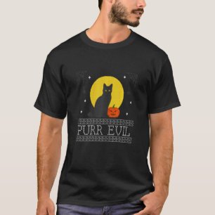 Frauen Böse Purr Kürbis Katzen Gruseliges Hallowee T-Shirt