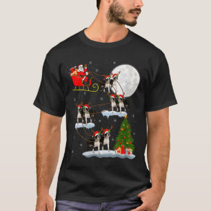 Frauen Boston Terrier Hund Weihnachtsmann Schlitte T-Shirt