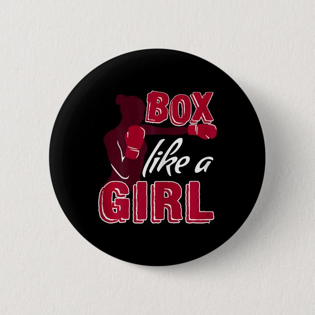 Frauen Boxen Wie Ein Mädchen Lustiges Boxgeschenk  Button (Vorderseite)