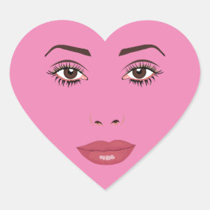 Frauen Braun Augen rotes Lippenstift Herz Kunst Herz-Aufkleber