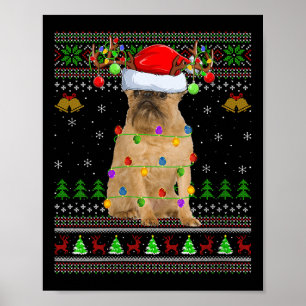 Frauen Brüssel-Griffon-Hund hässlicher Weihnachtsp Poster