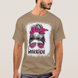 Frauen Brustkrebs Krieger, Messy Bun Leopard Ble T-Shirt