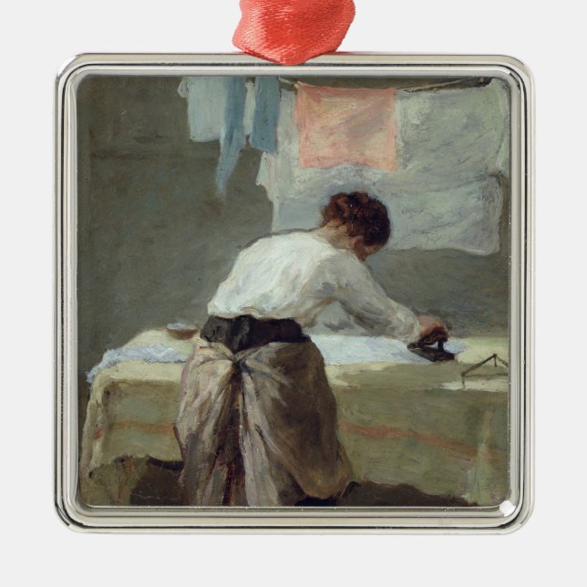 Frauen-Bügeln Silbernes Ornament (Vorne)