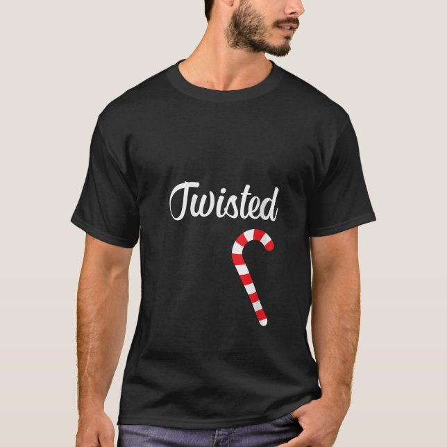 Frauen Candy Cane Twisted Matching Couples Christm T-Shirt (Vorderseite)