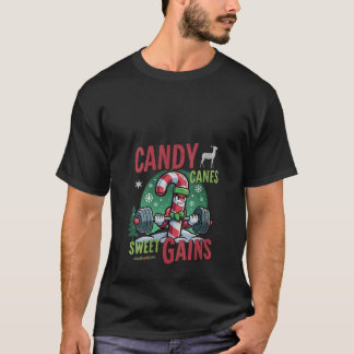 Frauen Candy Canes Sweet Gains Lustiger Gym Workou T-Shirt