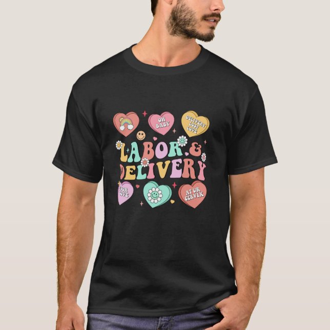 Frauen Candy Heart Labor und Lieferung Krankenvers T-Shirt (Vorderseite)