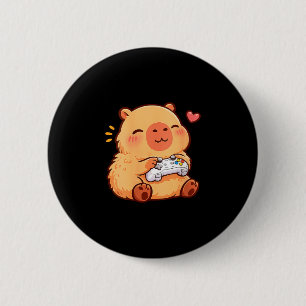 Frauen Capybara Kawaii Anime spielt Videospiele Button