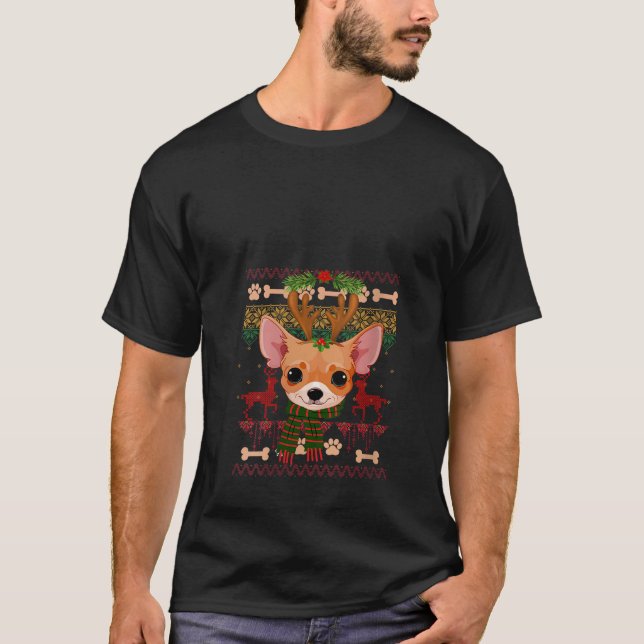 Frauen Chihuahua mit Scarf-Hunde Weihnachtsredee T-Shirt (Vorderseite)