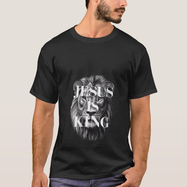 Frauen Christlich Jesus ist König Löwen Design ver T-Shirt (Vorderseite)