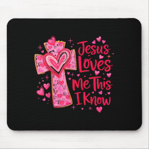 Frauen Christlich Valentinstag Jesus liebt das wei Mousepad