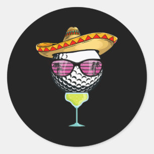 Frauen Cinco De Mayo Golfball mit Sombrero Margar Runder Aufkleber