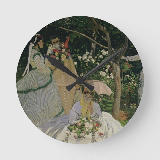 Frauen Claude Monets | im Garten Runde Wanduhr (Vorderseite)