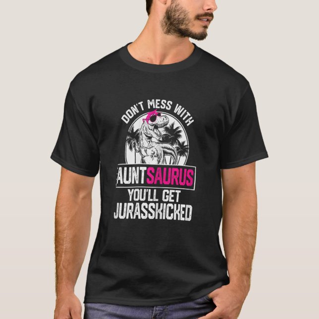 Frauen Cool Auntsaurus Dinosaurier Rex Niedlich Mo T-Shirt (Vorderseite)