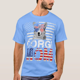Frauen Cool Corgi Mama Usa Flag Patriotische Mütte T-Shirt