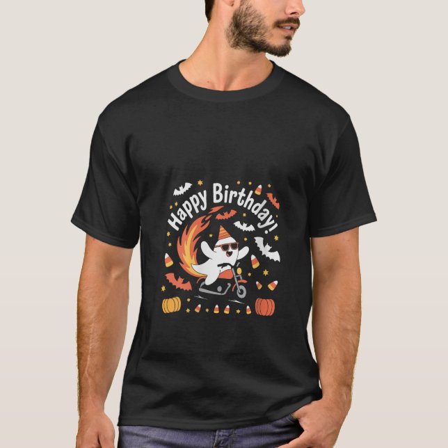 Frauen Cool Ghost Riding Motorrad-Spooky Hallowy T-Shirt (Vorderseite)