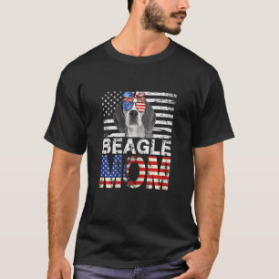 Frauen Coole Beagle Mama USA Flaggen Patriotische T-Shirt
