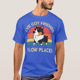 Frauen Corgi Ive Got Freunde in Low Place Black T T-Shirt
