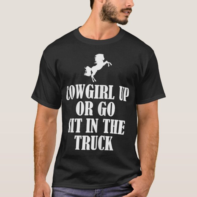 Frauen Cowgirl im LKW sitzen T-Shirt (Vorderseite)