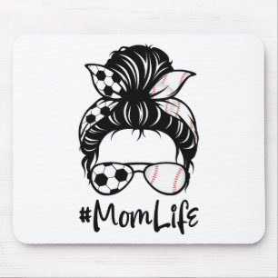 Frauen Cute Mom Leben Fußball Unordentlicher Bun V Mousepad