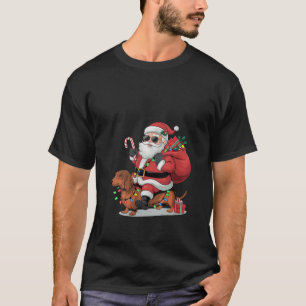Frauen Dachshund Liebhaber Lustiger Weihnachtsmann T-Shirt