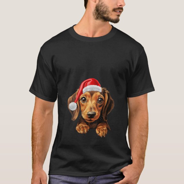 Frauen Dackel Dog Santa Claus Weihnachten Neu T-Shirt (Vorderseite)