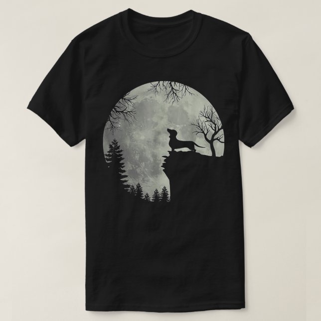 Frauen Dackel und Mondkunst (Geschenk)  T-Shirt (Design vorne)