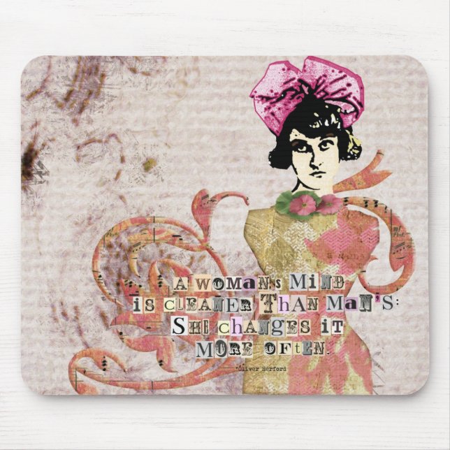 Frauen denken an digitale Collage Mousepad (Vorne)