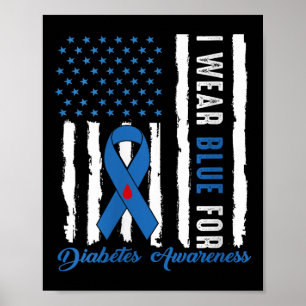 Frauen Diabetes Awareness T-Shirt Blue Ribbon Diab Poster