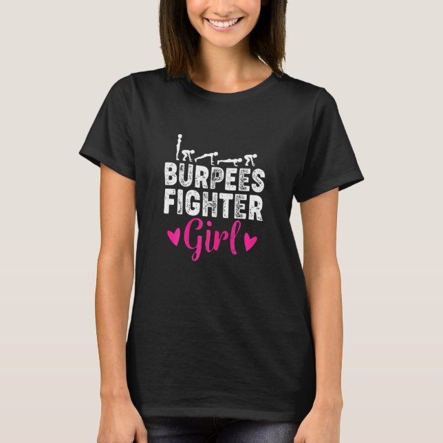 Frauen, die Burpees kämpfen Girl Pushups Trainings T-Shirt (Vorderseite)