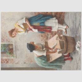 Frauen, die die Nachrichten in einem italienischen Seidenpapier