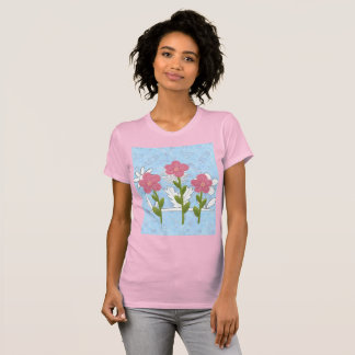 Frauen, die farbige Blume zeichnend Shirt