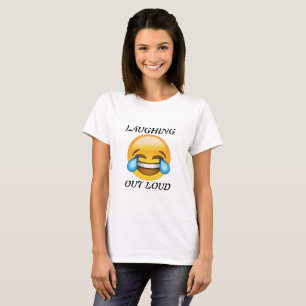 Frauen, die heraus lauten Emoji T - Shirt lachen