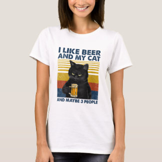 Frauen, die ich gerne Biere meine Katze und vielle T-Shirt