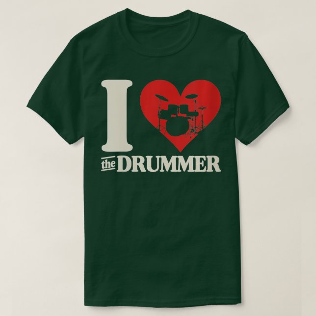 Frauen, die ich Liebe der Drummer Heart Drum Coupl T-Shirt (Design vorne)